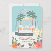 パームツリービーチチェアススノーグローブクリスマス シーズンカード (正面)