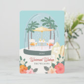 パームツリービーチチェアススノーグローブクリスマス シーズンカード (スタンド正面)