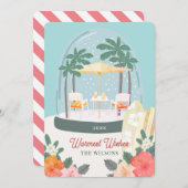 パームツリービーチチェアススノーグローブクリスマス シーズンカード (正面/裏面)