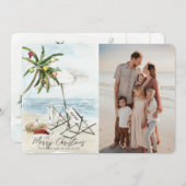 パームツリービーチチェアトロピカルホリデーフォトカード 招待状 (正面/裏面)