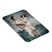 パームツリービーチパーソナライズされたフォト婚約 マグネット (右側)