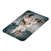 パームツリービーチパーソナライズされたフォト婚約 マグネット (左側)