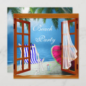 パームツリービーチ大人ビーチパーティー 招待状 (正面/裏面)