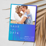 パームツリービーチ結婚写真 セーブザデート<br><div class="desc">ウェディングモダンは、あなたのビーチ結婚式に最適なビーチの写真とインスパイア一緒にグラデーション青いパームカスタムツリーデザインの日付を保存する。写真もしを切り抜く際のサポートが必要か、もっとカスタマイズしたい場合は連絡、私の店を通して。私は愛してい救済る。</div>
