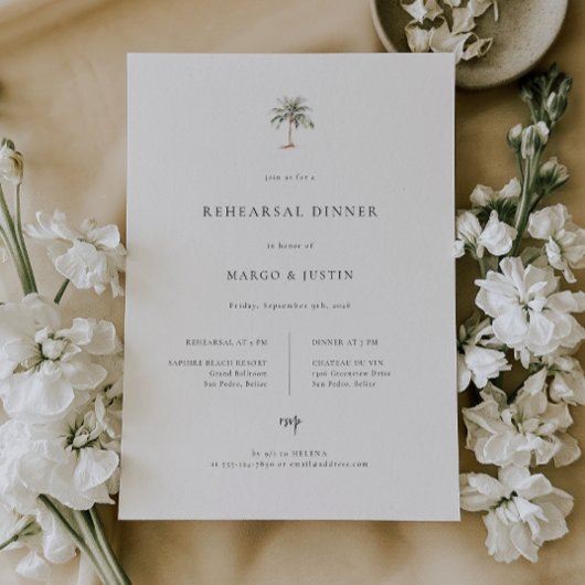 パームツリービーチ結婚式リハーサルディナー 案内状