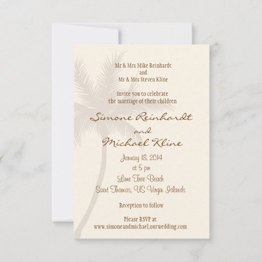 パームツリービーチ結婚式招待状 招待状 (正面)