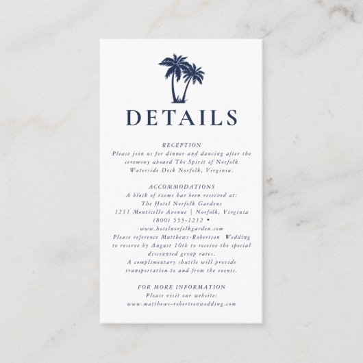 パームツリービーチ 航海 ネイビー 詳細 封筒 エンクロージャーカード (正面)