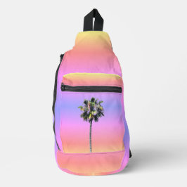 パームツリーピカラフルックパープルプリントカットソーバッグ スリングバッグ