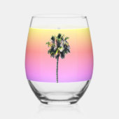 パームツリーピンクイエローパープル飲み物用品 ステムなしワイングラス (正面)