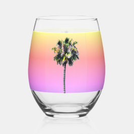 パームツリーピンクイエローパープル飲み物用品 ステムなしワイングラス