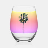 パームツリーピンクイエローパープル飲み物用品 ステムなしワイングラス (裏面)