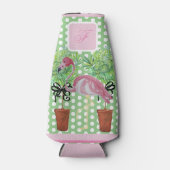 パームツリーピンクフラミンゴフラミンゴス ボトルクーラー (正面)