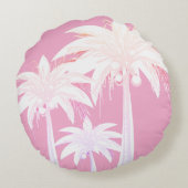 パームツリーピンクホワイトトロピカルサマーハウス ラウンドクッション (裏面)