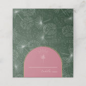 パームツリーピンク&グリーンビーチウェディング プレイスカード (外部開封)