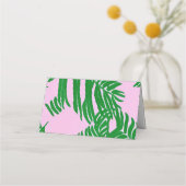 パームツリーピンク+グリーンモダンビーチ結婚式 プレイスカード (裏面)