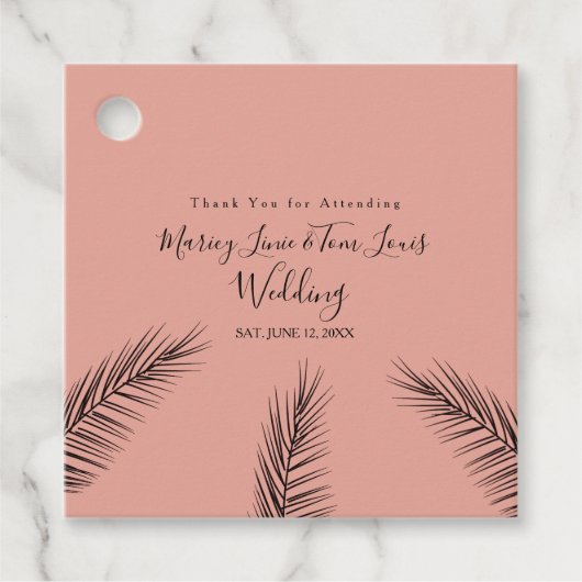 パームツリーフォイラージハンドドロー紙クラフト フェイバータグ (正面)