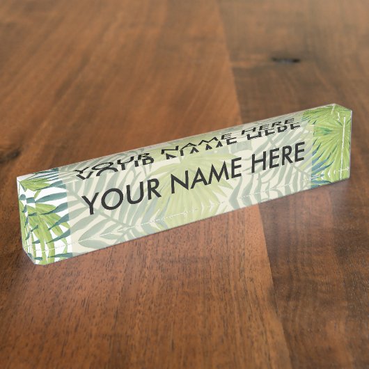 パームツリーフロンズ絵画ハワイアン デスクネームプレート (側面)