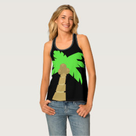 パームツリーブラックウィメンズレーサーバックタンクトップ タンクトップ