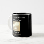 パームツリーブラックベージュホワイトビーチハウスネーム引用文 ツートーンマグカップ (正面左)