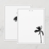 パームツリーブラック&ホワイトミニマリストモノグラム ノートカード (正面/裏面)