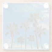 パームツリーブリリアントブルースカイフォトトロピカル ガラスコースター (裏面)
