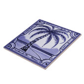 パームツリーブルーとホワイトビーチハウスデコール タイル (側面)