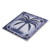 パームツリーブルーアンドホワイトトロピカルビーチハウス タイル (側面)