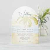 パームツリーブルーグリーンエンチャントンティングコースト結婚ーズ 招待状 (スタンド正面)