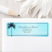 パームツリーブルーホワイトシーシエレガントッモダンク ラベル (インサイチュ)