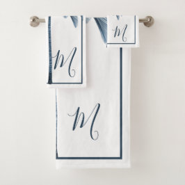 パームツリーブルーヴィンテージトロピカルモノグラエレガントム バスタオルセット