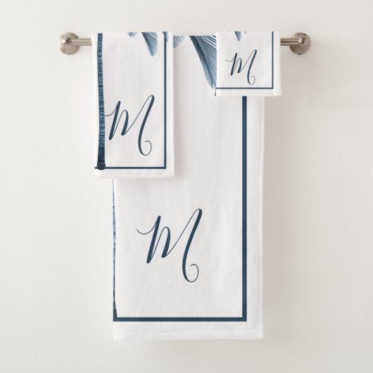 パームツリーブルーヴィンテージトロピカルモノグラエレガントム バスタオルセット (インサイチュ)