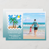 パームツリーホリデーライツビーチクリスマスフォトカード シーズンカード (正面/裏面)