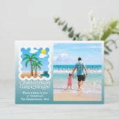 パームツリーホリデーライツビーチクリスマスフォトカード シーズンカード (スタンド正面)