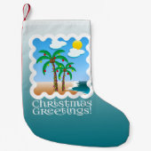 パームツリーホリデーライツビーチクリスマス スモールクリスマスストッキング (正面)