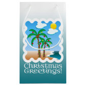 パームツリーホリデーライツビーチクリスマス スモールペーパーバッグ (裏面)