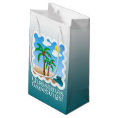 パームツリーホリデーライツビーチクリスマス スモールペーパーバッグ (裏面アングル)