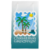 パームツリーホリデーライツビーチクリスマス スモールペーパーバッグ (正面)
