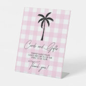 パームツリーホワイトピンク市松模様にクカード&ギフト 台座サイン (正面)