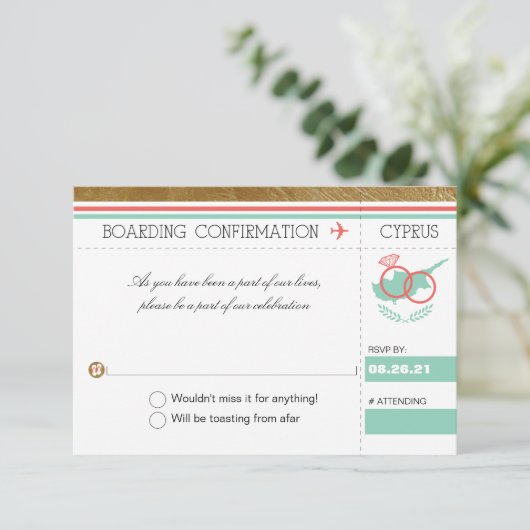 パームツリーボーディングパスーーキプロス RSVP 招待状 (スタンド正面)