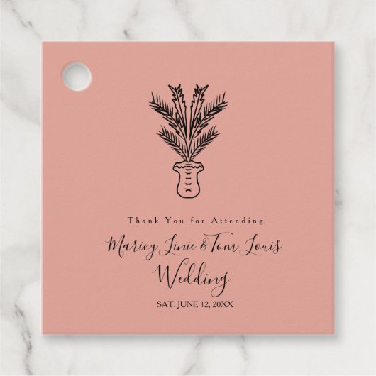 パームツリーポットハンドドロー紙クラフト フェイバータグ (正面)