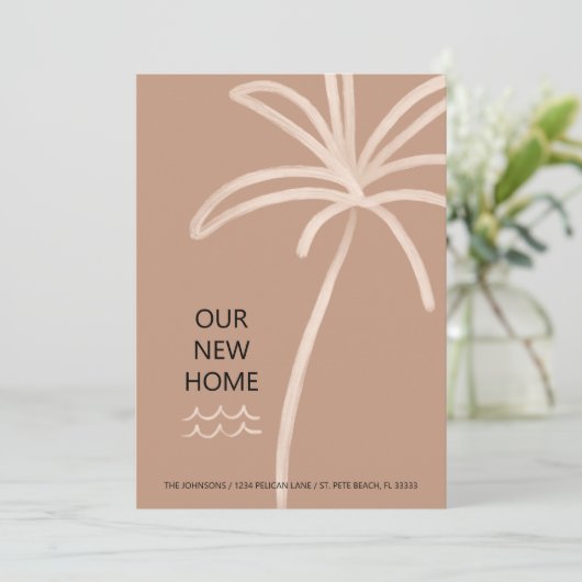 パームツリーミニマリストニューホームムービング 案内状 (スタンド正面)