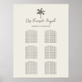 パームツリーミニマル結婚リストの6テーブル座席表 ポスター (正面)