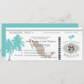 パームツリーメキシコボーディングパス結婚ズ 招待状 (正面/裏面)