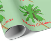 パームツリーメリークリスマスグリーンギフト ラッピングペーパー (ロールコーナー)