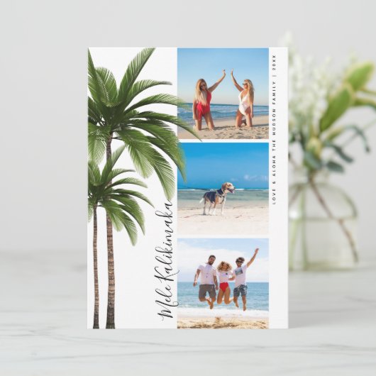 パームツリーメレカリキマカクリスマスフォトコラージュ シーズンカード (スタンド正面)