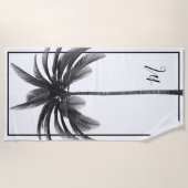 パームツリーモダン白黒パーソナル ビーチタオル (正面)