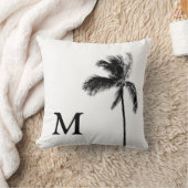 パームツリーモノグラムブラック&ホワイト装飾用クッション クッション (ブランケット)