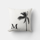 パームツリーモノグラムブラック&ホワイト装飾用クッション クッション (正面)