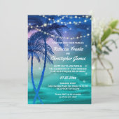 パームツリーライトの文字列結婚式招待状 招待状 (スタンド正面)