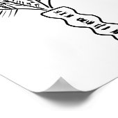 パームツリーラインハンドドローアート白黒 ポスター (角)